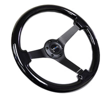 Load image into Gallery viewer, NRG RST-036BK-BK - Reinforced Steering Wheel (350mm / 3in. Deep) Black w/Black Chrome Solid 3-Spoke Center