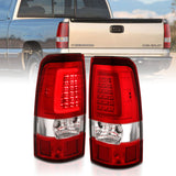 ANZO 311332 FITS 1999-2002 Chevy Silverado 1500 LED Taillights Plank Style Chrome With Red/Clear Lens