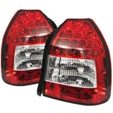 SPYDER 5004949 - Spyder Honda Civic 96-00 3DR LED Tail Lights Red Clear ALT-YD-HC96-3D-LED-RC