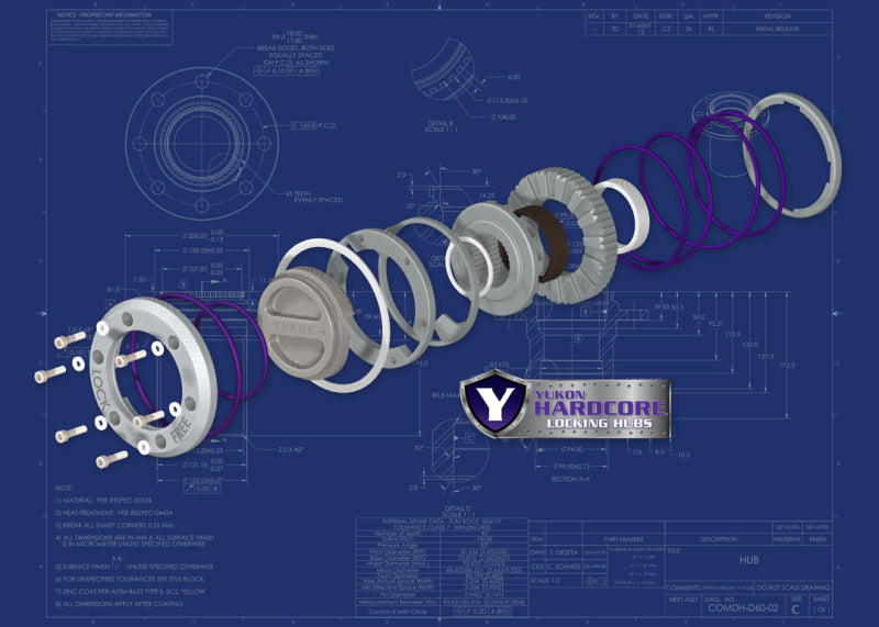 Yukon Gear & Axle YHC70001 - Yukon Gear Hardcore Locking Hub Set For Dana 60 / 35 Spline. 79-91 GM / 78-97 Ford / 79-93 Dodge