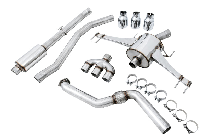 AWE Tuning 3015-42666 FITS 2017+ Honda Civic Type R Touring Edition Exhaust w/Front & Mid Pipes - Chrome Silver Tips