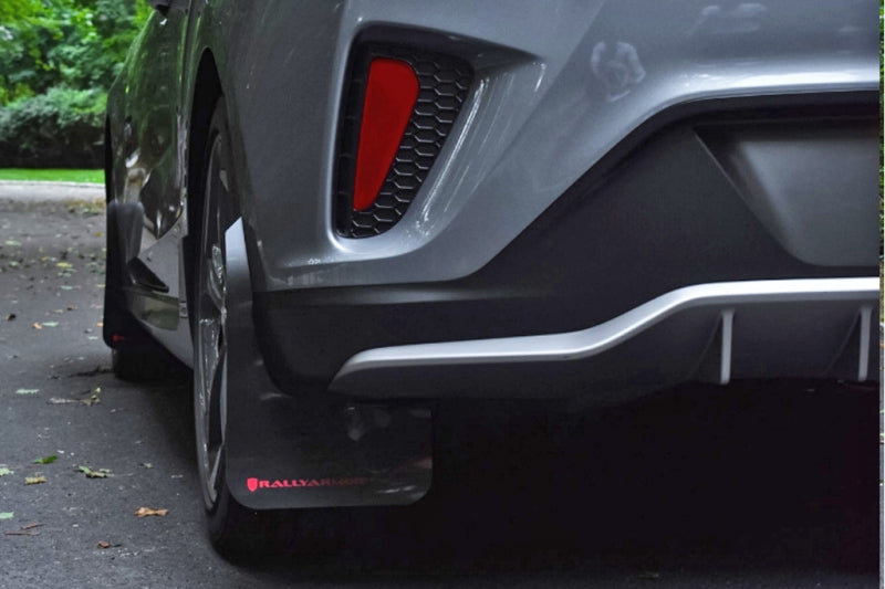 Rally Armor MF58-UR-BLK/RD FITS: 2019+ Hyundai Veloster Turbo R-Spec UR Black Mud Flap w/ Red Logo