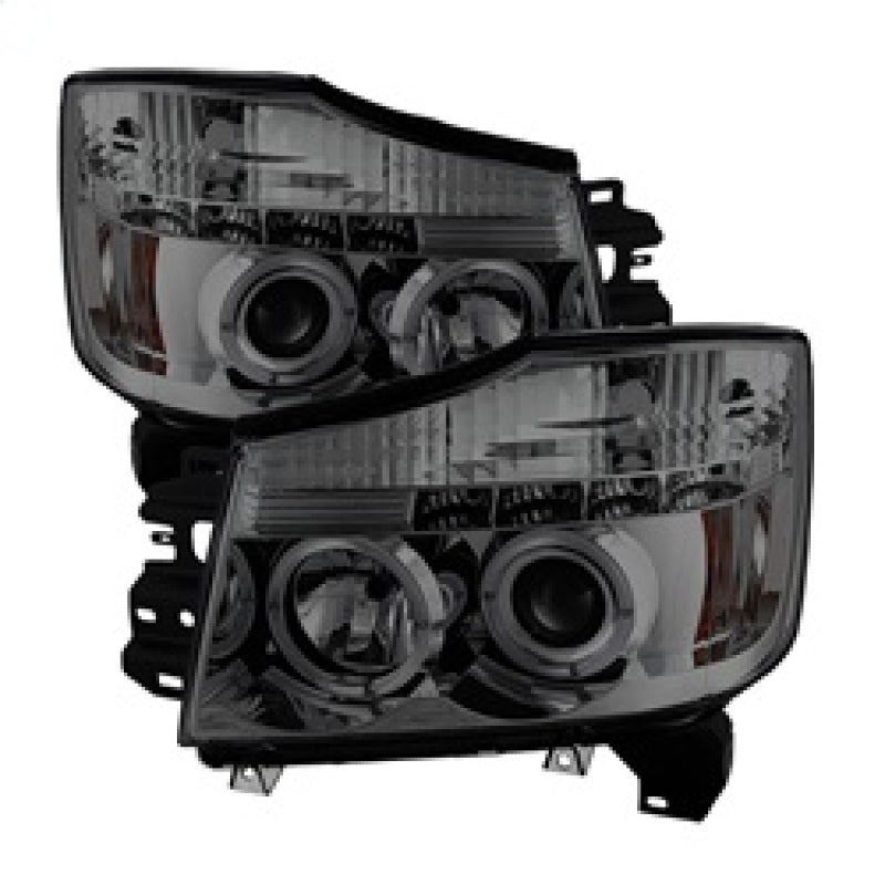 SPYDER 5033963 - Spyder Nissan Titan 04-14/Armada 04-07 Projector Headlights LED Halo LED Smke PRO-YD-NTI04-HL-SM