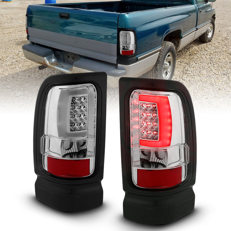 ANZO 311341 FITS 1994-2001 Dodge Ram 1500 LED Taillights Plank Style Chrome w/ Clear Lens