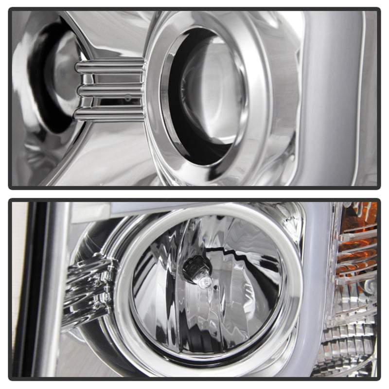 SPYDER 5079480 - Spyder Chevy Silverado 1500 14-16 Projector Headlights Light Bar DRL Chrm PRO-YD-CS14-LBDRL-C