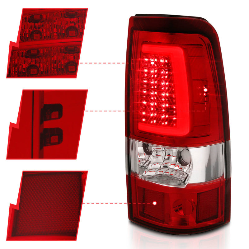 ANZO 311335 -  FITS: 2003-2006 Chevy Silverado 1500 LED Taillights Plank Style Chrome With Red/Clear Lens