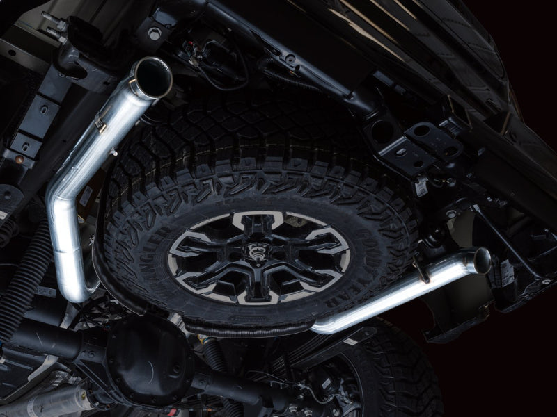 AWE Tuning 3015-31972 FITS 22-23 GMC Sierra 1500 AT4X 6.2L 0FG Catback Split Dual (Flat Bumper) - Bashguard(No Tips)