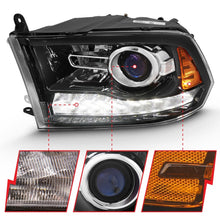 Load image into Gallery viewer, ANZO 111439 FITS: 2009-2018 Dodge Ram 1500 Projector Plank Style Switchback H.L Halo Black Amber (OE Style)