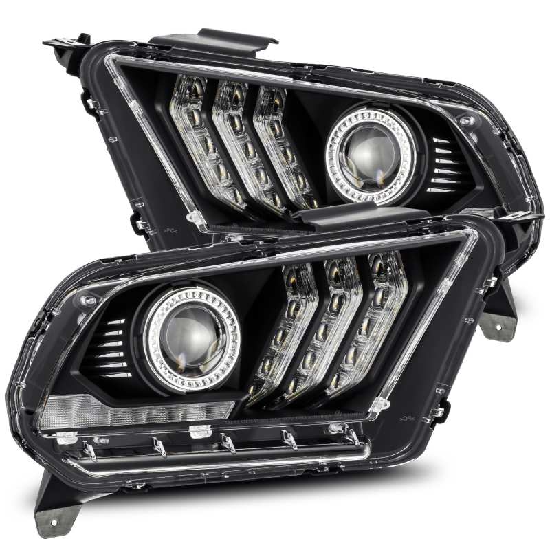 AlphaRex 880115 FITS 10-12 Ford Mustang LUXX LED Proj Headlights Plank Style Black w/Activ Light/Seq Signal