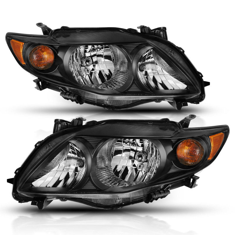 ANZO 121541 - FITS: 2009-2010 Toyota Corolla Crystal Headlight Black Amber