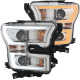 ANZO 111358 FITS: 2015-2017 Ford F-150 Projector Headlights w/ Plank Style Switchback Chrome w/ Amber