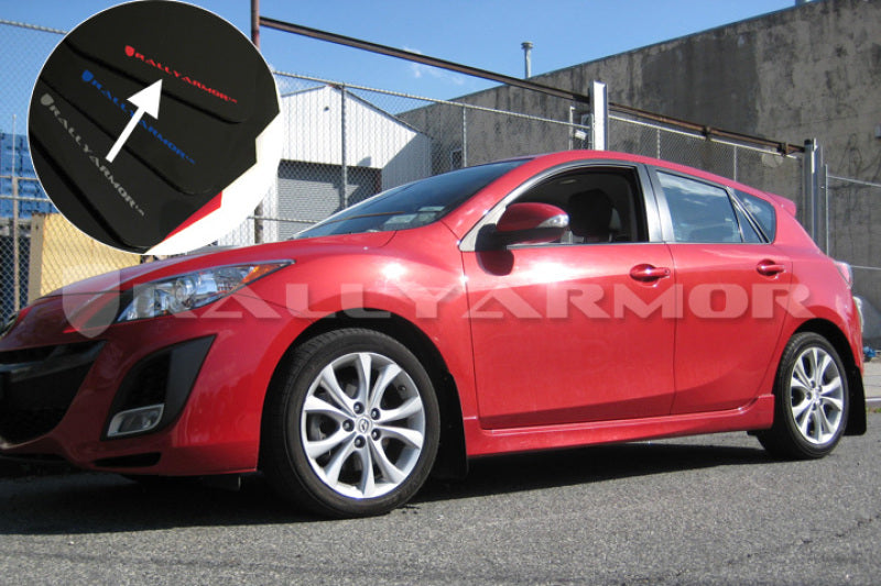 Rally Armor MF17-UR-BLK/RD FITS: 2010+ Mazda3/Speed3 UR Black Mud Flap w/ Red Logo