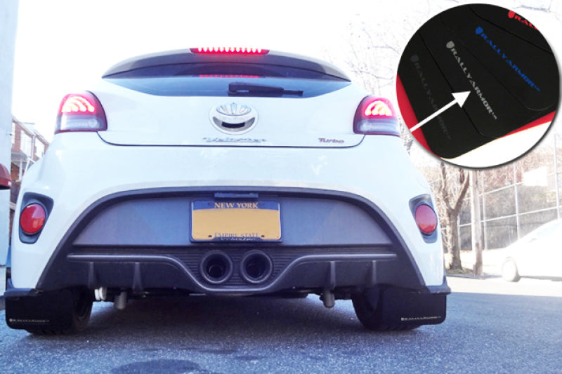 Rally Armor MF24-UR-BLK/SIL FITS: 12-13 Hyundai Veloster UR Black Mud Flap w/ Silver Logo