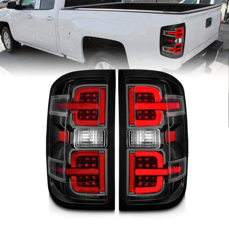 ANZO 311425 - FITS: 15-19 Chevy Silverado 2500HD/3500HD (Halgn Only) LED Tail Lights w/Black Light Bar & Clear Lens