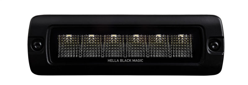 Hella 358176221 - Universal Black Magic 6 L.E.D. Flush Mount Mini Light BarFlood Beam