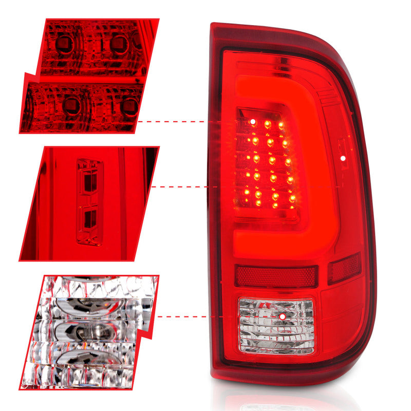 ANZO 311358 FITS 2008-2016 Ford F-250 LED Taillights Chrome Housing Red/Clear Lens (Pair)