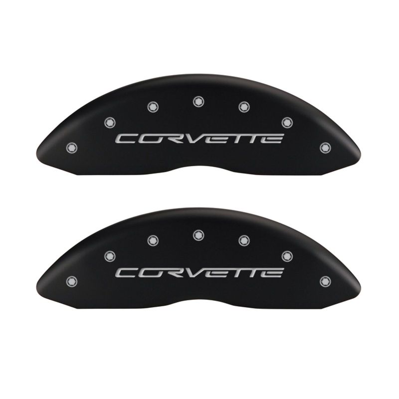 MGP 13083SCV6RD FITS 4 Caliper Covers Engraved Front & Rear C6/Corvette Red finish silver ch