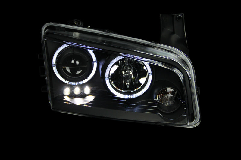 ANZO - [product_sku] - ANZO 2006-2010 Dodge Charger Projector Headlights w/ Halo Black - Fastmodz