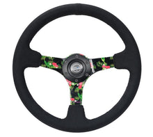 Load image into Gallery viewer, NRG RST-036TROP-S - Reinforced Steering Wheel (350mm / 3in. Deep) Black Suede w/ 5mm Floral 3-Spoke Center