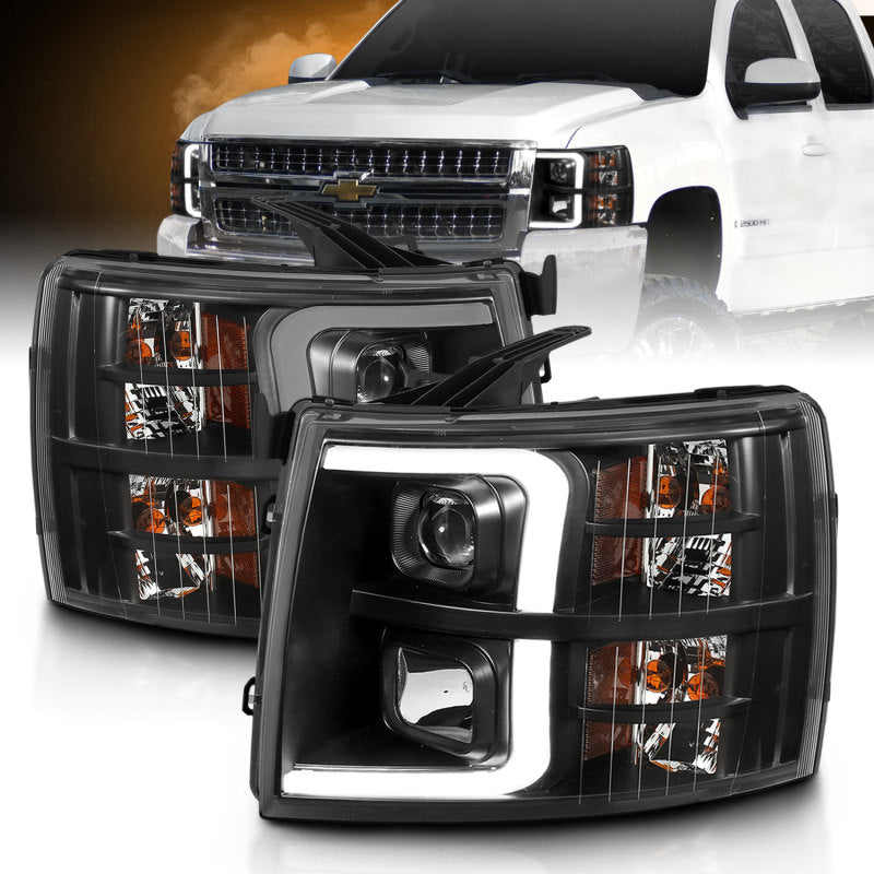 ANZO 111480 -  FITS: 07-13 Chevrolet Silverado 3500 Projector Headlights Black Amber