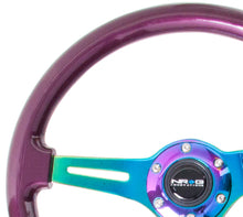 Load image into Gallery viewer, NRG ST-015MC-PP - Classic Wood Grain Steering Wheel (350mm) Purple Pearl Paint w/Neochrome 3-Spoke Center