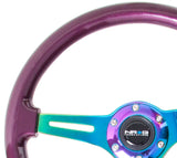 NRG ST-015MC-PP - Classic Wood Grain Steering Wheel (350mm) Purple Pearl Paint w/Neochrome 3-Spoke Center
