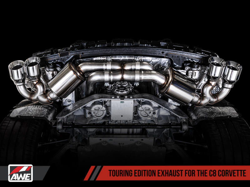AWE Tuning 3015-42151 FITS 2020 Chevrolet Corvette (C8) Touring Edition Exhaust - Quad Chrome Silver Tips