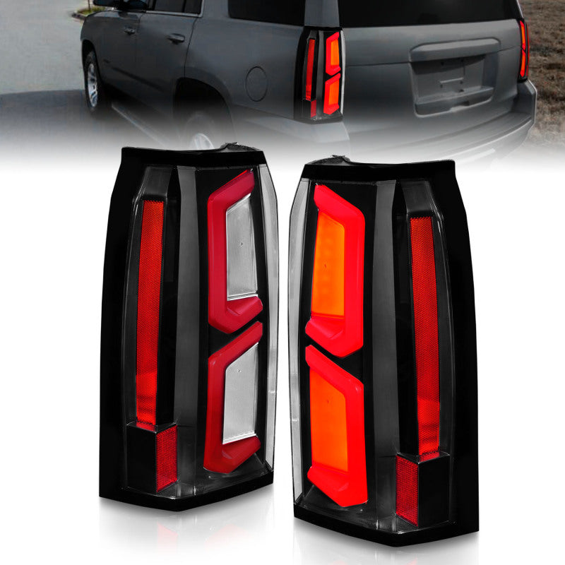 ANZO 311374 FITS 2015-2020 Chevrolet Tahoe LED Tail Lights w/ Light Bar Black Housing Clear Lens