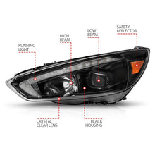 Load image into Gallery viewer, ANZO 121564 FITS 15-18 Ford Focus Projector Headlightsw/ Light Bar Switchback Black Housing
