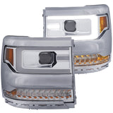 ANZO 111374 FITS: 16-17 Chevy Silverado 1500 Projector Headlights Plank Style Design Chrome w/ Amber