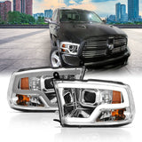 ANZO 111405 FITS: 09-18 Dodge Ram 1500 Plank Style Projector Headlights Chrome w/ Halo