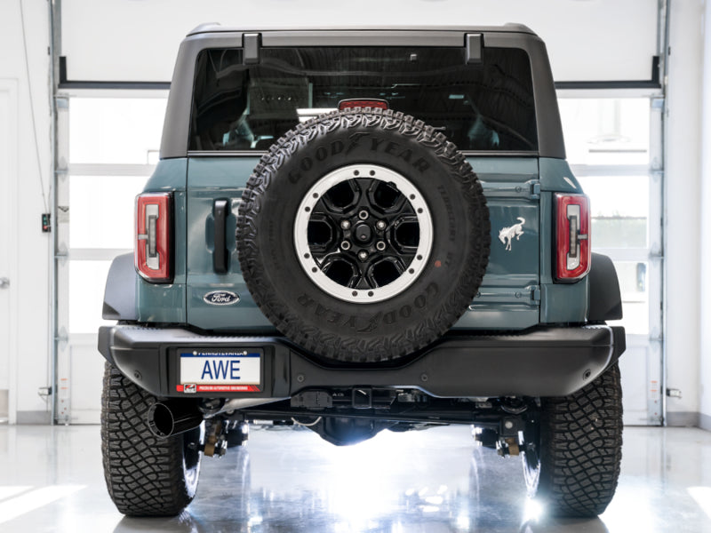AWE Tuning 3015-23789 FITS 2021+ Ford Bronco 0FG Single Rear Exit Exhaust w/Diamond Black Tip & Bash Guard