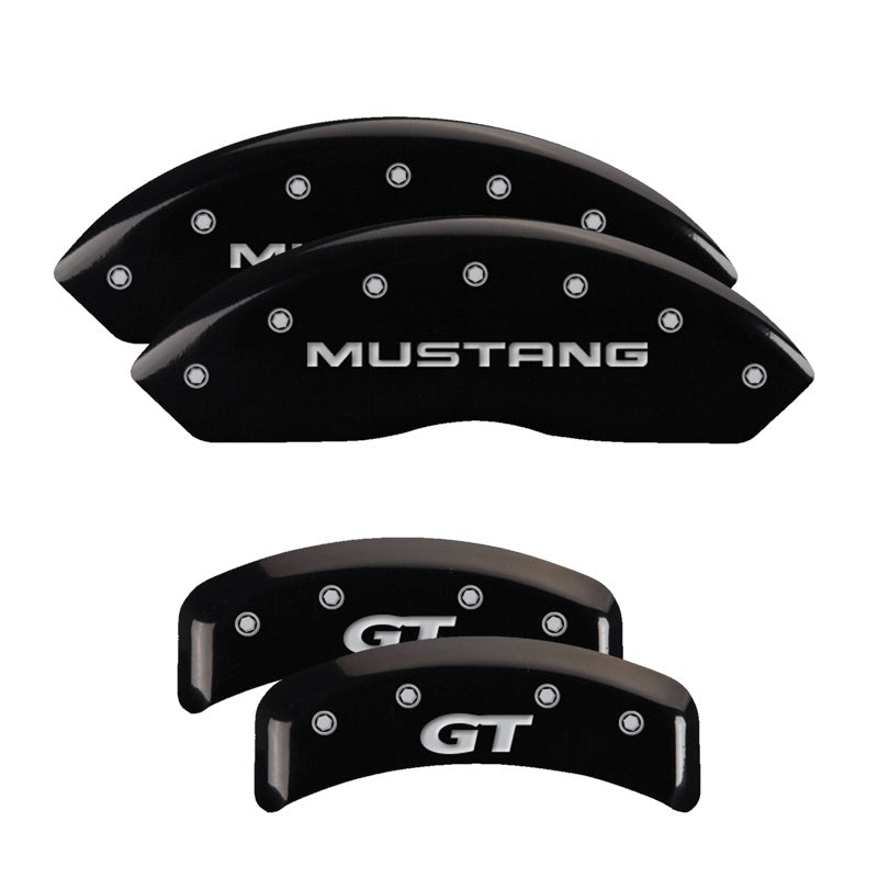 MGP 10095SMG1BK FITS 4 Caliper Covers Engraved Front Mustang Engraved Rear SN95/GT Black finish silver ch