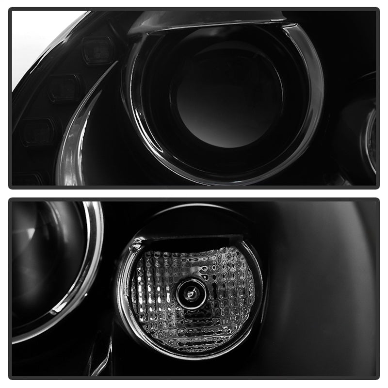 SPYDER 5080929 - Spyder Volkswagen Beetle 06-10 Projector Headlights DRL LED Black PRO-YD-VB06-DRL-BK