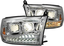 Load image into Gallery viewer, ANZO 111442 -  DODGE RAM 1500 09-18 / RAM 2500/3500 10-18 DUAL PROJECTOR SWITCHBACK HEADLIGHTS CHROME AMBER (FOR ALL MODELS)
