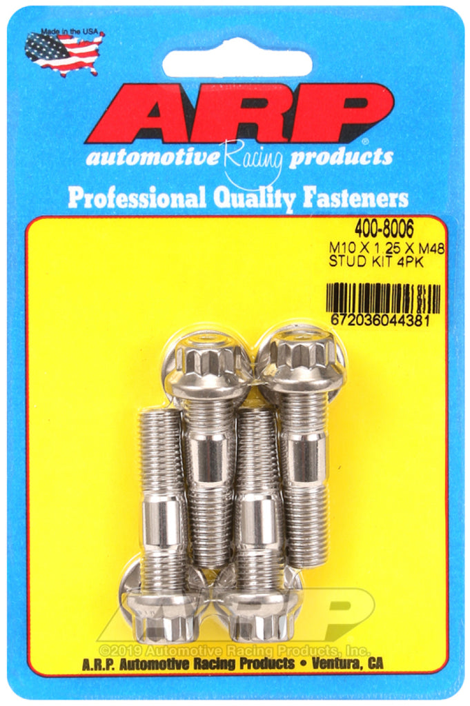 ARP 400-8006 - M10 x 1.25 x 48mm Broached 4 Piece Stud Kit