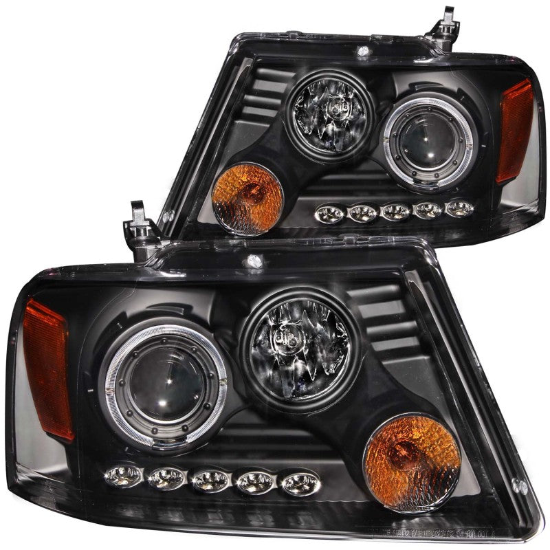 ANZO - [product_sku] - ANZO 2004-2008 Ford F-150 Projector Headlights w/ Halo and LED Black G2 - Fastmodz