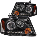 ANZO 111204 FITS: 2004-2008 Ford F-150 Projector Headlights w/ Halo and LED Black G2