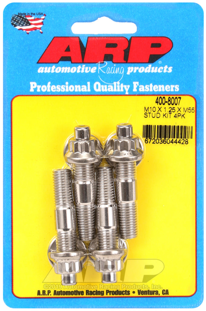 ARP 400-8007 - M10 x 1.25 x 55mm Broached 4 Piece Stud Kit