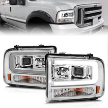 Load image into Gallery viewer, ANZO 111552 FITS 99-04 Ford F250/F350/F450/Excursion (excl 99) Projector Headlightsw/Light Bar Chrome Housing