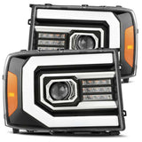 AlphaRex 880605 - 07-13 GMC 1500HD PRO-Series Proj Headlights Plank Style Gloss Blk w/Activ Light/Seq Signal