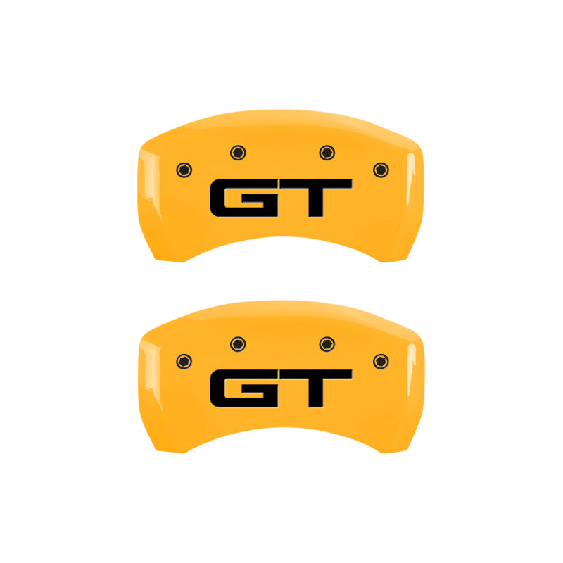 MGP 10200S2MGYL FITS 4 Caliper Covers Engraved Front 2015/Mustang Engraved Rear 2015/GT Yellow finish black ch