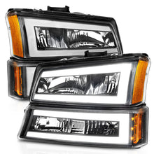 Load image into Gallery viewer, ANZO 111501 FITS: 2003-2006 Chevrolet Silverado 1500 Crystal Headlights w/ Light Bar Black Housing