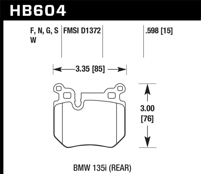 Hawk BMW 135i HP+ Street Rear Brake Pads - free shipping - Fastmodz