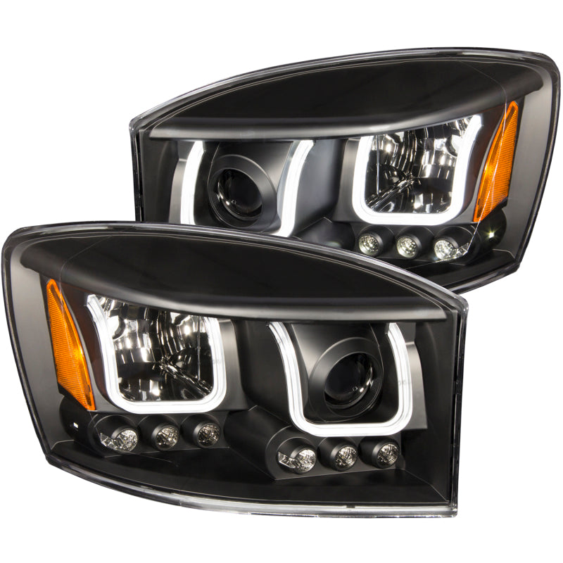 ANZO - [product_sku] - ANZO 2006-2008 Dodge Ram 1500 Projector Headlights w/ U-Bar Black - Fastmodz