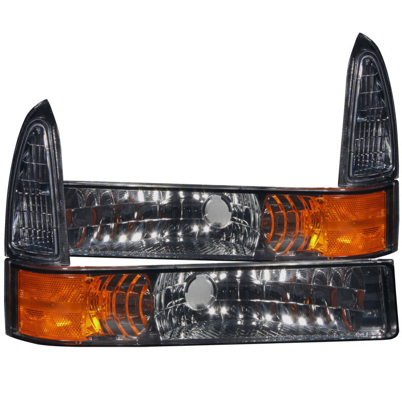 ANZO - [product_sku] - ANZO 2000-2004 Ford Excursion Euro Parking Lights Smoke w/ Amber Reflector - Fastmodz