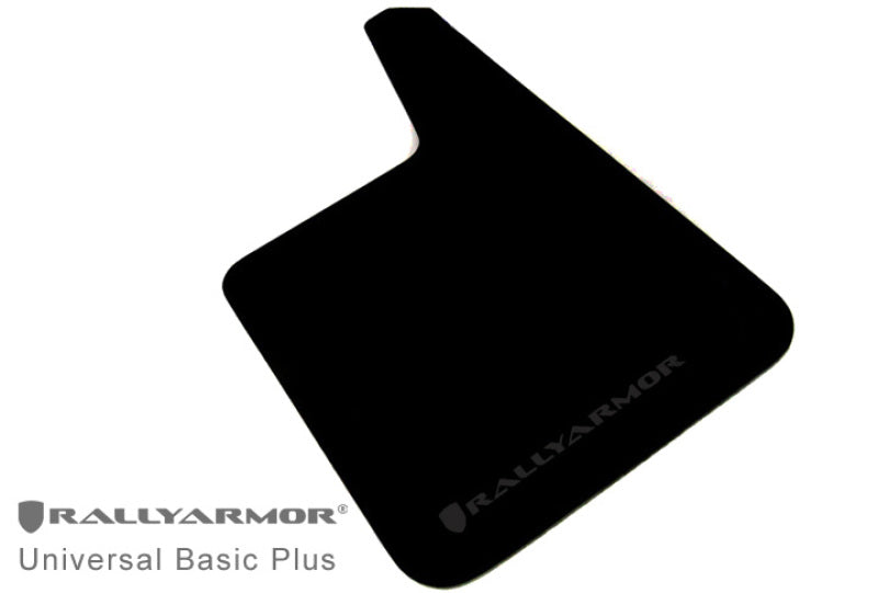 Rally Armor MF20-BAS-BLK FITS: Longer Universal fitment (no hardware) Basic Plus Black Mud Flap w/ Black Logo