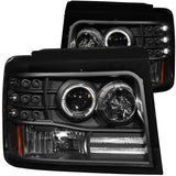 ANZO 111184 FITS: 1992-1996 Ford F-150 Projector Headlights w/ Halo Black w/ Side Markers and Parking Lights