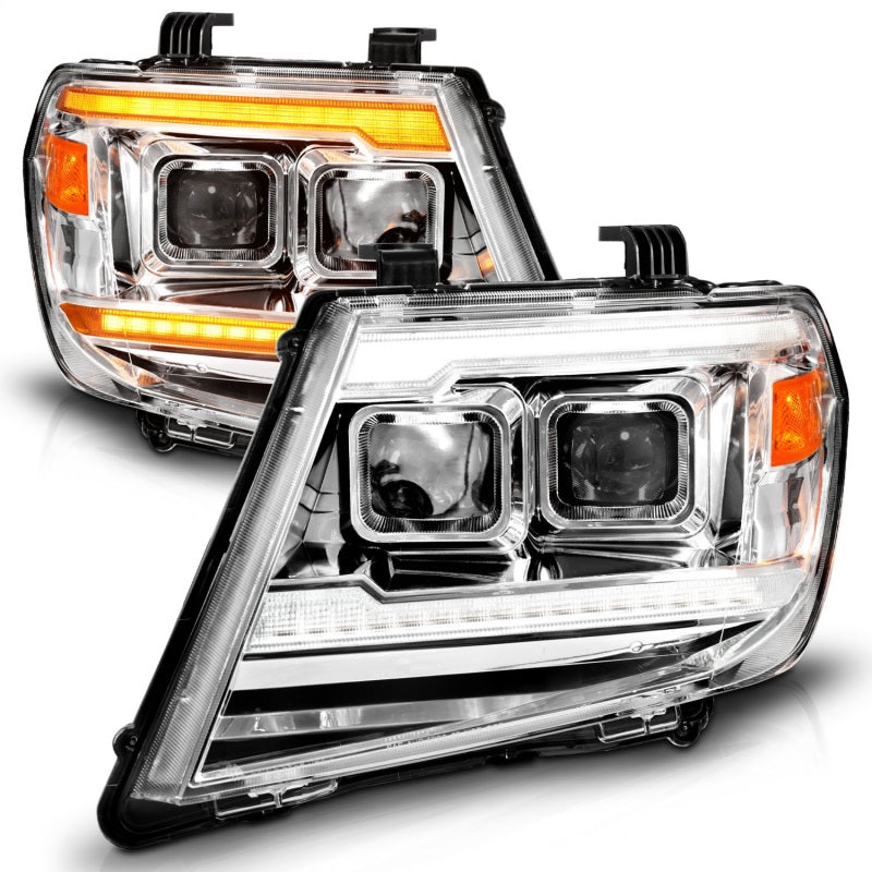 ANZO 111598 FITS 09-20 Nissan Frontier Chrome Projector Plank Style DRL w/ Switchback & Sequential LED DRL