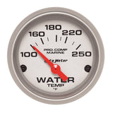AutoMeter 200762-33 - Autometer Water Temp Gauge 2 1/6in 100-200 Degree F Electric Marine Silver